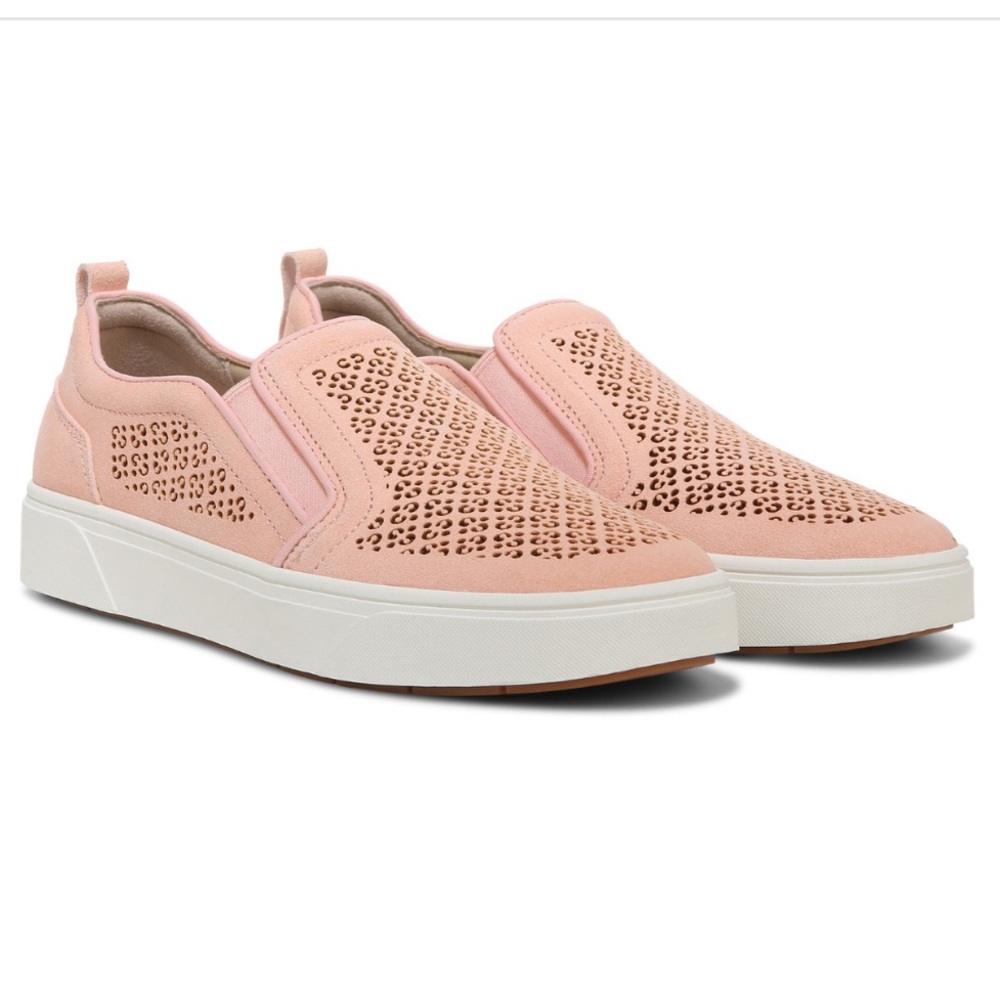 Vionic Kimmie Perforated Suede Womens Size 7 Slip On Supportive Sneaker Pink